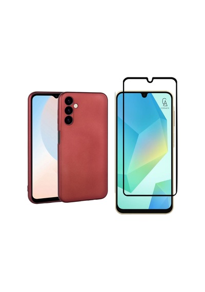 Samsung Galaxy Uyumlu A16 İle Telefon Kılıfı Ve 5d Tam Kaplayan Cam Ekran Koruyucu Kirmizi