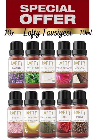 Lofty Set Uçucu Yağ Buhurdanlık Esansı Oda Kokusu 10 x 10 ML