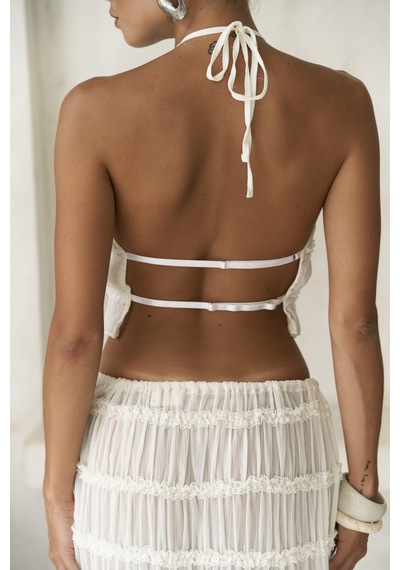 Mai Collection Mai Studios Co. Sofi Transparan Ekru Crop Etek Takım Ekru