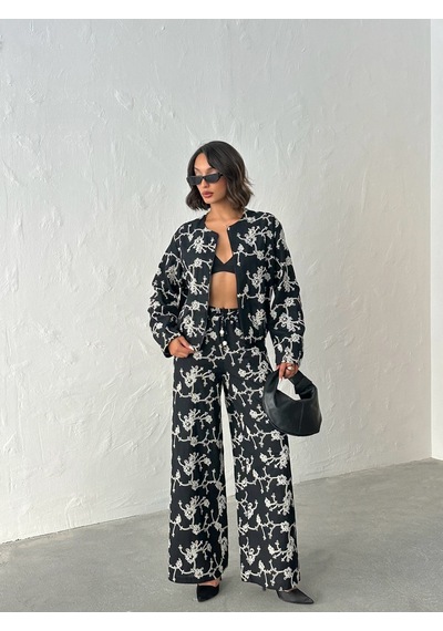 Verymoda Çiçek Nakışlı Fermuarlı Ceket F1948 Siyah