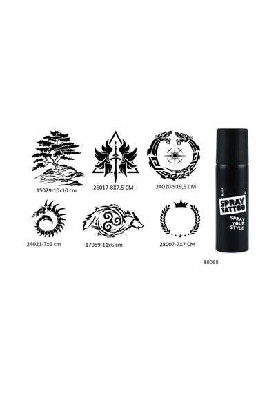 Airbrush Tattoo Hayat + Sonsuz Döngü Şablon + Siyah Sprey Geçici Dövme Seti 6'lı