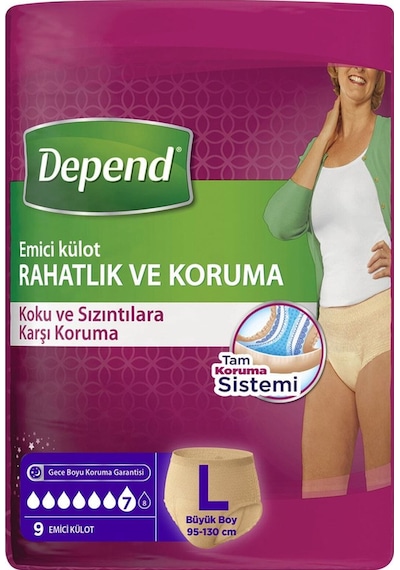 Depend Emici Külot Bez L Beden 9 Adet