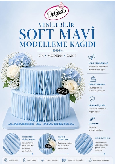 Çiçek Modelleme Kağıdı Mavi 10 Lu Beyaz