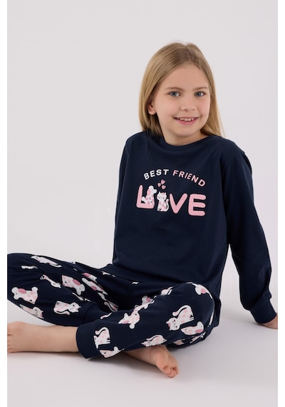 Rolypoly Kız Çocuk Lacivert Pijama Takımı Lacivert