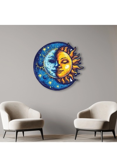 Güneş-ay Yüzü Boho - Metal Tablo - Dec0161 70 X 70 Cm Çok Renkli