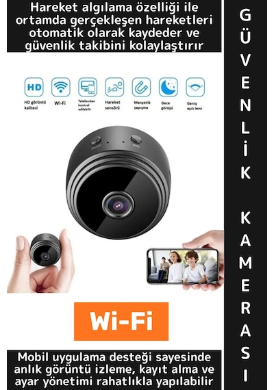 Premium Mobil Uygulamalı Gece Görüşü Bebek Çocuk Odası Ev Ofis Şık Hd Wi-fi Mini Güvenlik Kamerası
