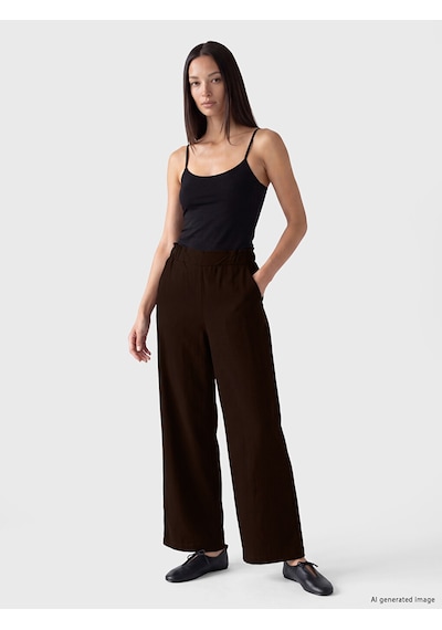 Lcwaıkıkı Classic Bordo Beli Lastikli Geniş Paça Kadın Pantolon