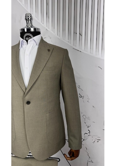 Dupont Classics Dupont Erkek Slim Fit 6 Drop Sivri Yaka Torba Cep Çift Yırtmaç Takım Elbise Haki Dupont Classics Dupont Erkek Slim Fit 6 Drop Sivri Yaka Torba Cep Çift Yırtmaç Takım Elbise Haki