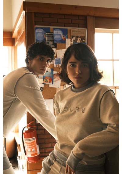 Beord Ham-gri %100 Pamuk Bisiklet Yaka Sweatshirt Bss1-142