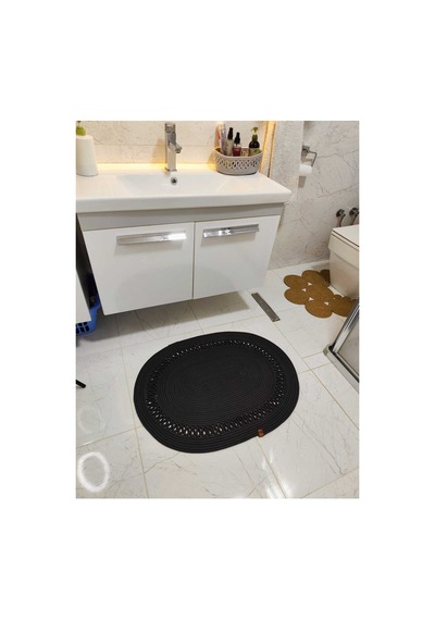 Jüt Desenli Kapı Önü Paspas Banyo Paspası Balkon Paspası Hediyelik Ev Eşyası Antrasit Antrasit