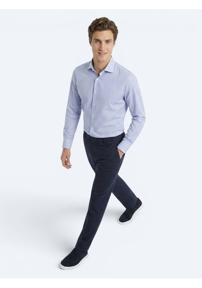 Kip Mavi Mikro Regular Fit Uzun Dokuma Casual %100 Pamuk Gömlek