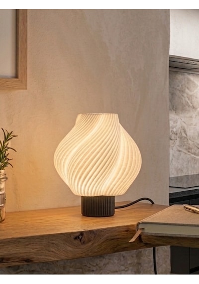 Krema - Modern Masa Ve Gece Lambası Ambiyans Lambası, Dekoratif Led Abajur Beyaz