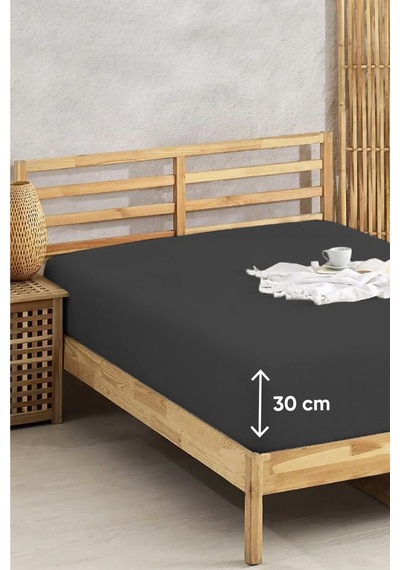 Penye Lastikli Çarşaf Pamuklu Jersey Çift Kişilik 160x200cm Antrasit Antrasit