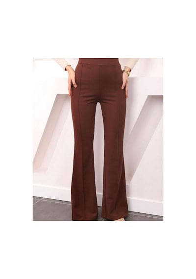 Unika Boutique Trend İspanyol Paça Bel Ve Bacak Bölgesi Toparlayıcı Tayt Pantolon Kahverengi