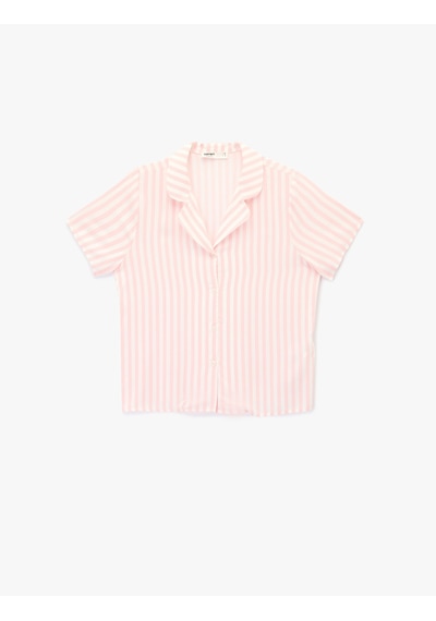 Koton Gömlek Yaka Kısa Kollu Viskon Çizgili Pijama Üstü Pınk Strıpe 6slk50007mw Pembe Çizgili Koton Gömlek Yaka Kısa Kollu Viskon Çizgili Pijama Üstü Pınk Strıpe 6slk50007mw Pembe Çizgili