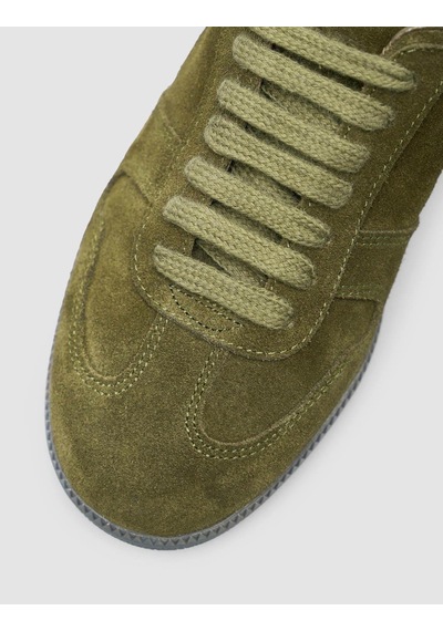 %100 Hakiki Süet Deri Haki Kadın Sneaker Haki