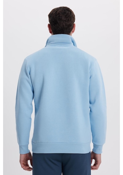 Tudors Unisex Relax Fit Rahat Kesim Pamuklu İçi Polarlı Yarım Fermuarlı Mavi Dik Yaka Sweatshirt-31447 Tudors Unisex Relax Fit Rahat Kesim Pamuklu İçi Polarlı Yarım Fermuarlı Mavi Dik Yaka Sweatshirt-31447