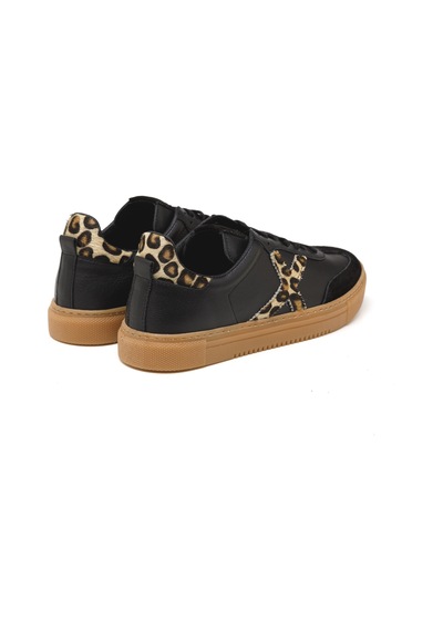 Sneaker Günlük Kadın Mar-25y-192-3030 John May Siyah Süet-siyah Cilt-leopar Siyah