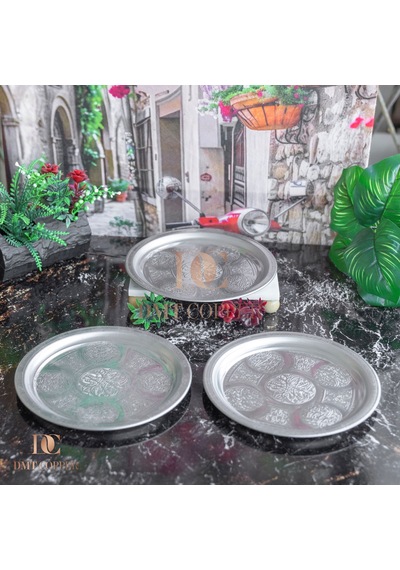 20 Cm Servis Sunum Tepsisi 430 Kalite Krom Çelik Fırına Uygun, Kararma Yapmaz, Meze Kebap Kahve Sunumluk Gri