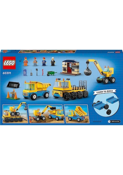 LEGO® City 60391 İnşaat Kamyonları ve Yıkım Gülleli Vinç 235 Parça