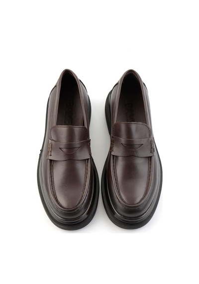 Bambi Kahve Antik Hakiki Deri Erkek Loafer Ayakkabı E01820604841