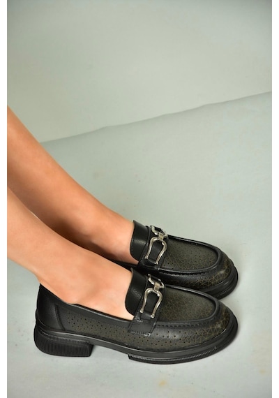 Fox Shoes U704126509 Siyah Loafer Makosen Kadın Ayakkabı Siyah