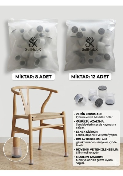 Şeffaf Silikon Sandalye Pabucu Keçeli Sessiz Kaydırmaz Zemin Koruyucu Çizmez, Parke Dostu Mobilya Ayağı Koruyucu 28-35 Mm