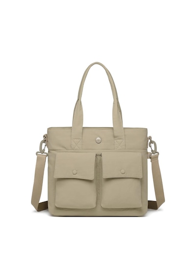Smart Bags Mikro Poly Kumaş Büyük Boy Kadın Omuz Çantası 3345 Vizon