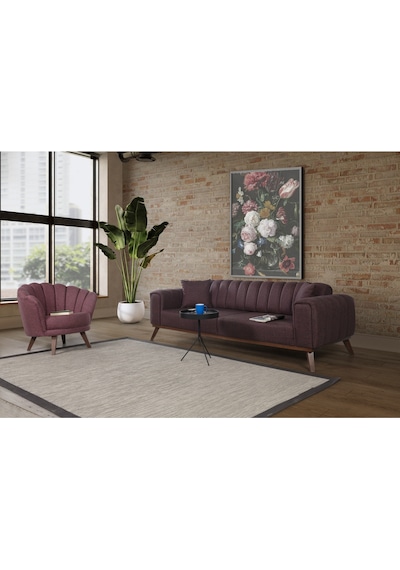 Velar Koltuk Takımı Keten Bordo Kazayağı Velar Koltuk Takımı Keten Bordo Kazayağı