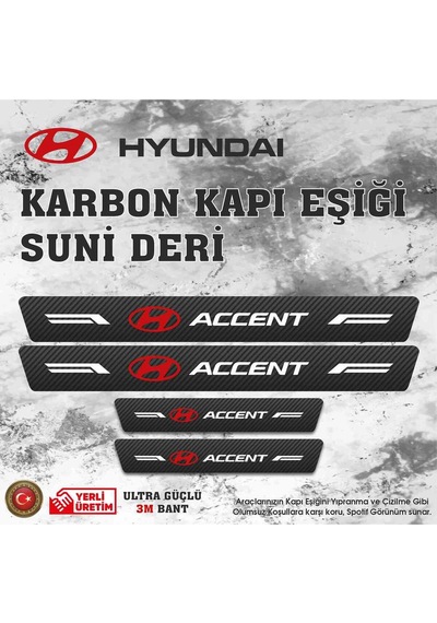 Hyundai Accent Uyumlu Deri Karbon Kapı Eşiği Koruyucu Bant 4 Adet