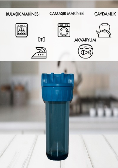 Sumarkt Atlantis Daire Bina Girişi 10 İnch 1 Aşama Su Arıtma Yumuşatma Cihazı Kaba Toz Tortu Önleyici Set