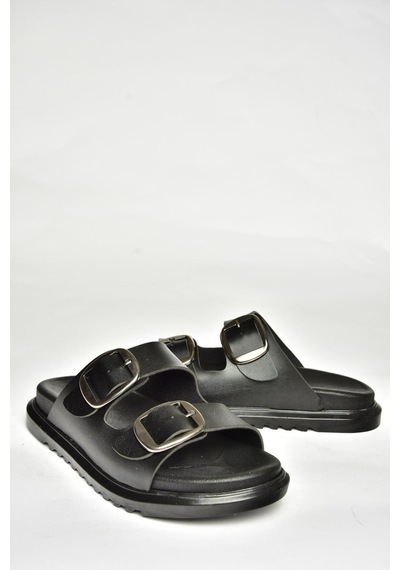 Fox Shoes U725042109 Siyah Kadın Terlik Siyah-suni Deri