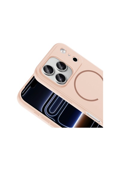 Apple Uyumlu iPhone 17 Pro Max Kılıf Magsafe Destekli Kamera Korumalı Yumuşak Silikon Ata Pro Tech Pembe