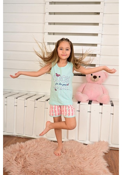 kız çocuk askılı pijama takımı look see good mint