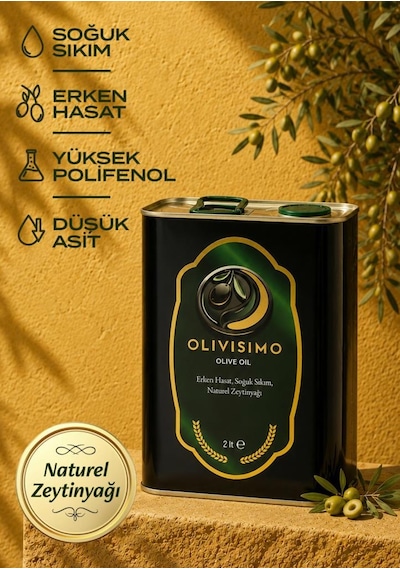 Olivisimo Erken Hasat Soğuk Sıkım Natürel Sızma Zeytinyağı 2 Lt