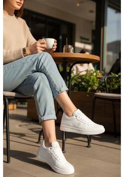 Enoch Kadın Günlük Sneaker Modern Tasarım Konforlu Yürüyüş Spor Ayakkabı Beyaz