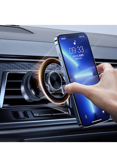 Araç İçi Manyetik Telefon Tutucu Kancalı Havalandırma Izgarası Uyumlu 360 Döner Mıknatıslı Telefon Standı