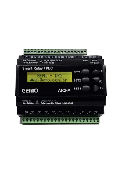 Gemo Ar2-a-24vdc-12d2a-rtc Ray Tipi &quot Ladder Logic&quot İle Programlanabilir Akıllı Röle / Plc