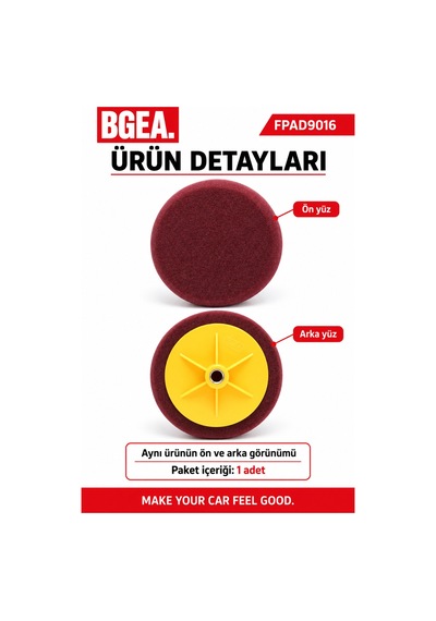 Bgea Premium Aplikatörlü Polisaj Süngeri Bordo 150 Mm 6 İnç Orta Sert 1 Adet