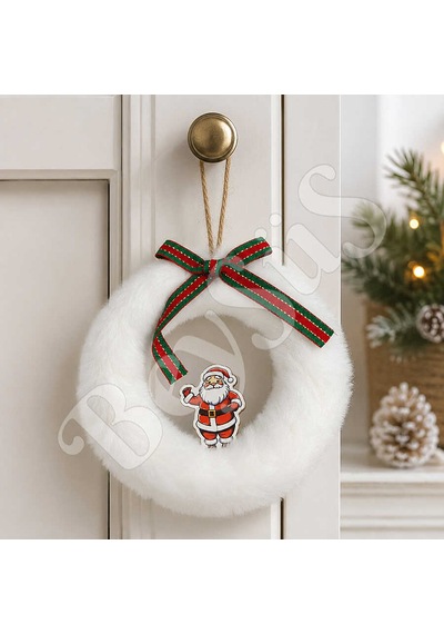 Yılbaşı Ağacı Süsü Beyaz Yuvarlak Noel Babalı Asma Süs Diğer