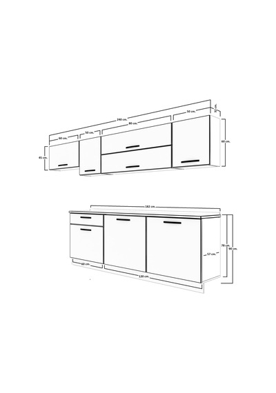 Decoraktiv Ekol 240 Mdf Hazır Mutfak Dolabı - Tezgah Dahil - Antrasit Beyaz Antrasit - Beyaz Decoraktiv Ekol 240 Mdf Hazır Mutfak Dolabı - Tezgah Dahil - Antrasit Beyaz Antrasit - Beyaz