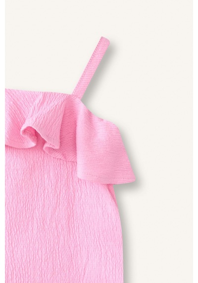 Defacto Kırışık Dokulu Kumaş 2li Pembe Takım Kız Bebek I0050a526hspn649 Pembe-pn649