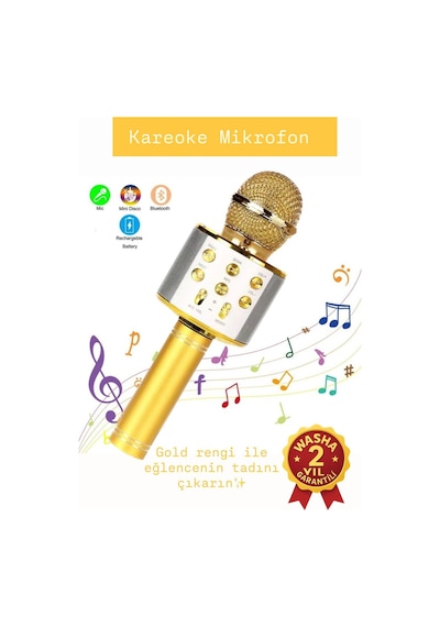Türkçe Seslendirme Karaoke Mikrofonu Bluetooth Mikrofon Bluetooth Speaker Hoparlör Aux-tf-usb Giriş