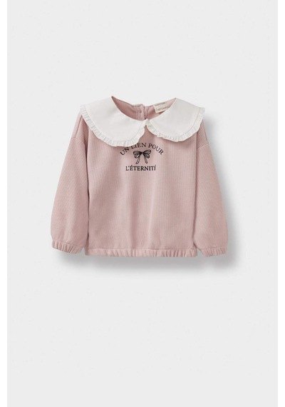 Defacto Kız Bebek Standart Fit Büyük Yaka Baskılı Sweatshirt G1773a525aupr345 Mor