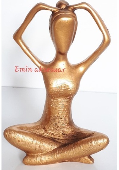 Yoga Yapan Kadın 3 Lü Set Küçük Dekoratif Hediyelik Obje Altın