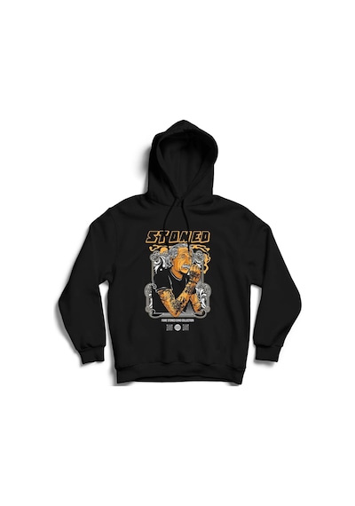 Albert Einstein Baskılı Kapşonlu Sweatshirt Fame Stoned Gang Collection New Season Hoodie Siyah