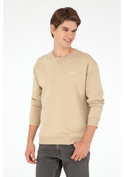 U.S. Polo Assn. Erkek Bisiklet Yaka Kum Basic Şardonlu Sweatshirt 50295148-VR085
