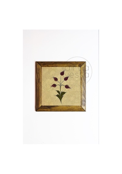 Artavessa Masif Ahşap Çerçeveli Taş Tablo Pano 16 x 16 cm - Ebru Sanatı 4