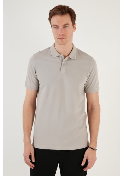Buratti Pamuklu Regular Fit Düğmeli Erkek Polo Yaka T Shirt 5902739 Açık Gri