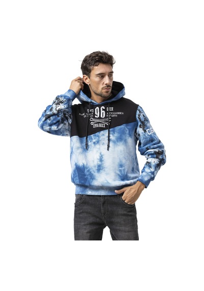 Cipo & Baxx Cl593 Erkek Hoodie Sweatshirt Modern Baskılı, Kapüşonlu, Rahat Kesim Sweatshirt Mavi
